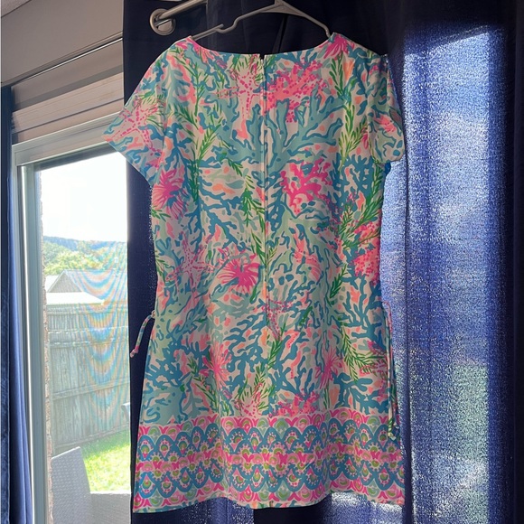 Lilly Pulitzer Blanca Stretch Romper Coral Bay Blue Pink Floral - Picture 4 of 7